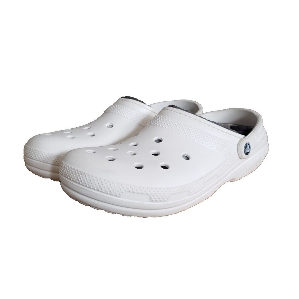 Crocs Classic Lined Clog White Grey Men's Size 12 Casual Dual Comfort Clog